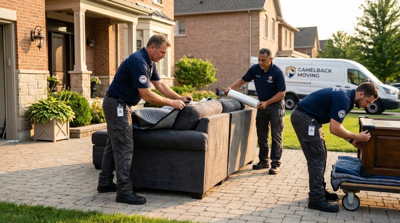 Large estate moving crew wrapping furniture in Kentland, IN