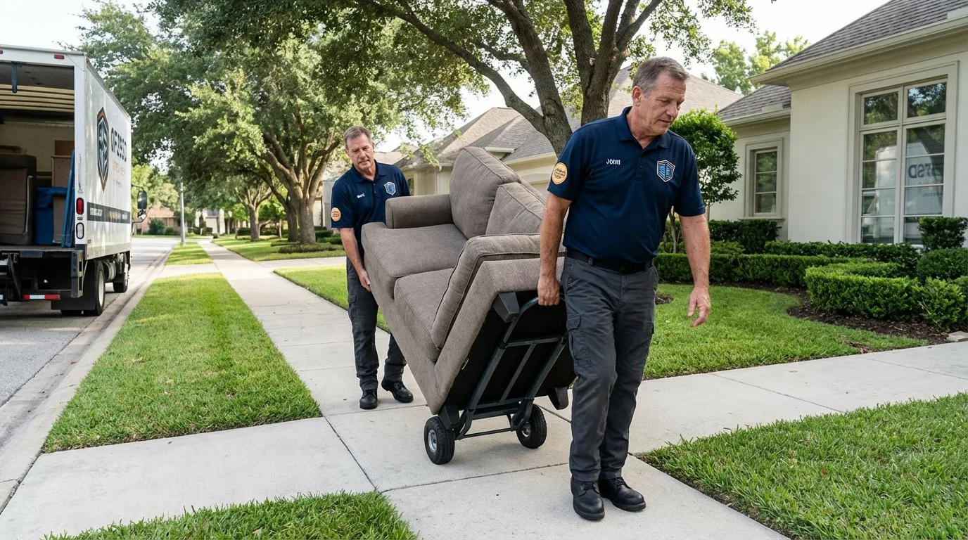 Local residential moving crew loading furniture in Kentland, IN